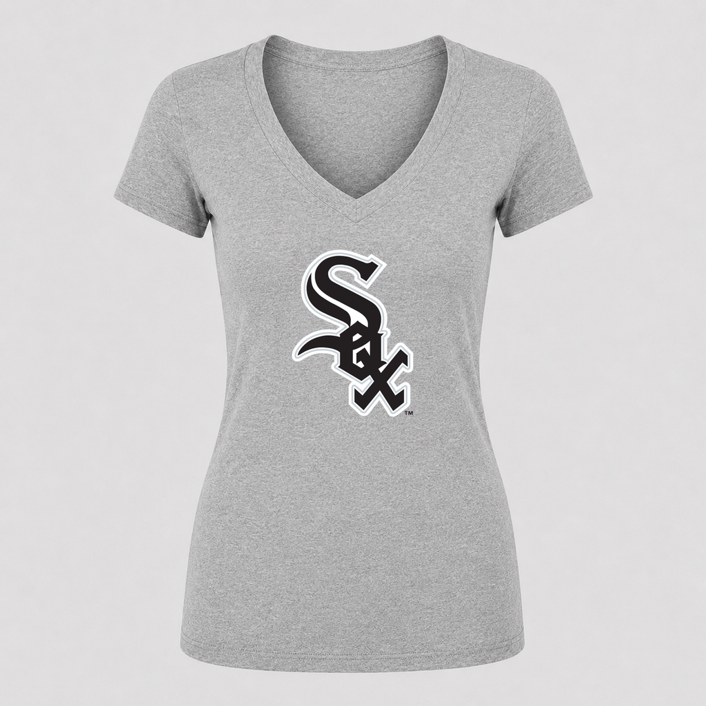 Women's Chicago White Sox V Neck T-Shirt in gray