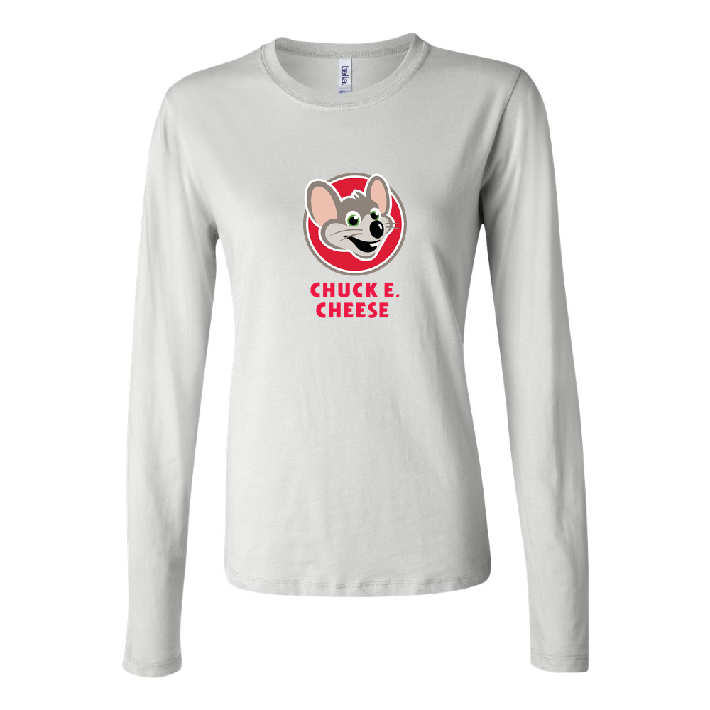 Women's Logo Chuck e. Cheeses 1536x864 Long Sleeve T-Shirt - White