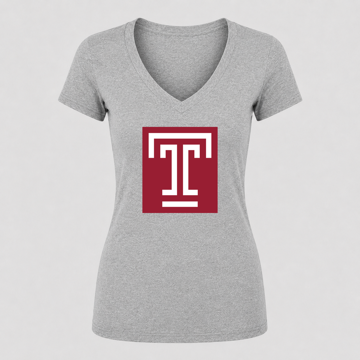 Women's Temple Owls V Neck T-Shirt in gray