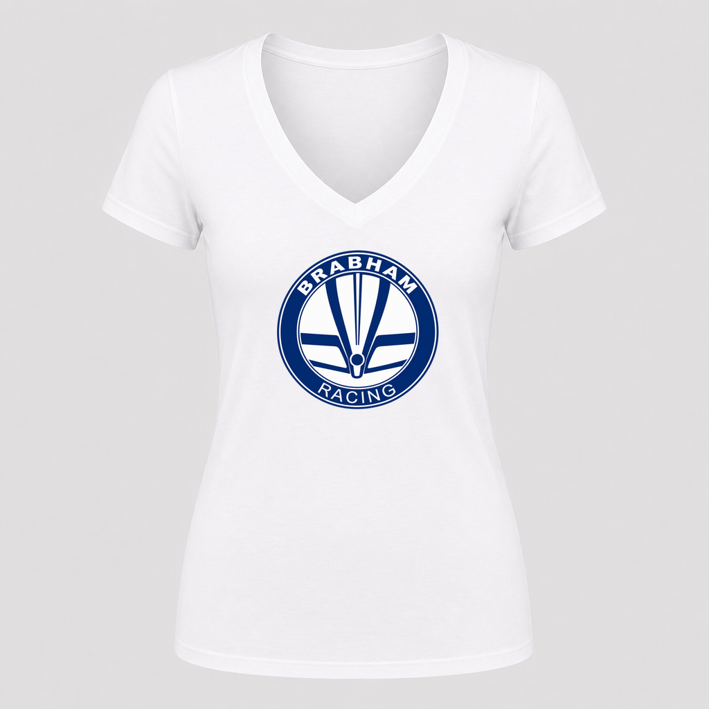 Women's Brabham Racing V Neck T-Shirt in white
