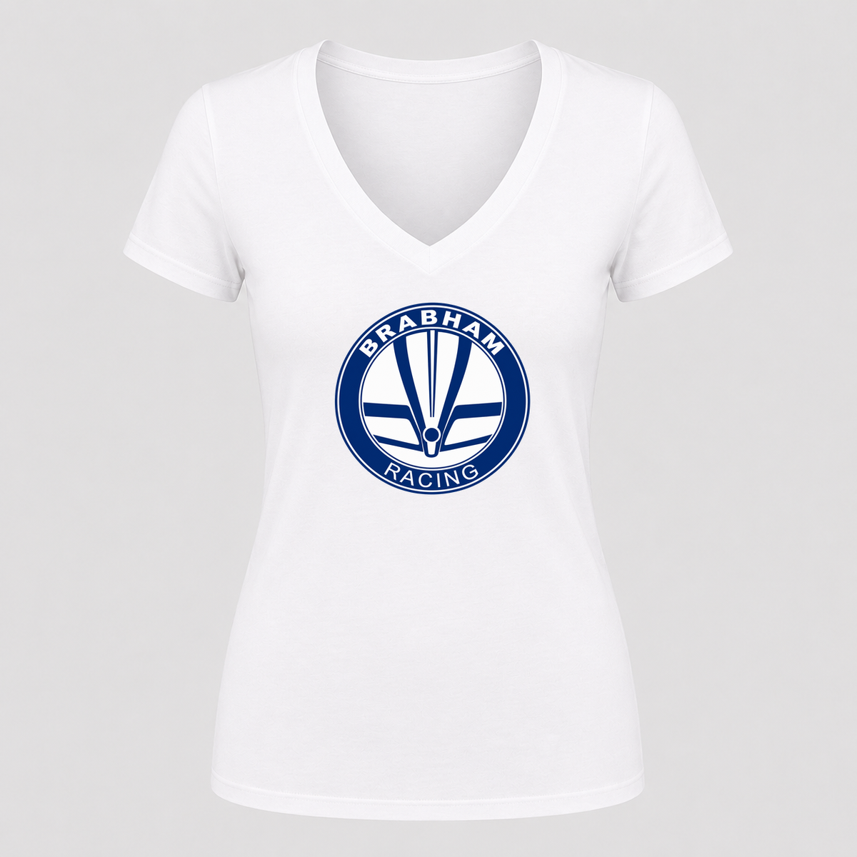 Women's Brabham Racing V Neck T-Shirt in white