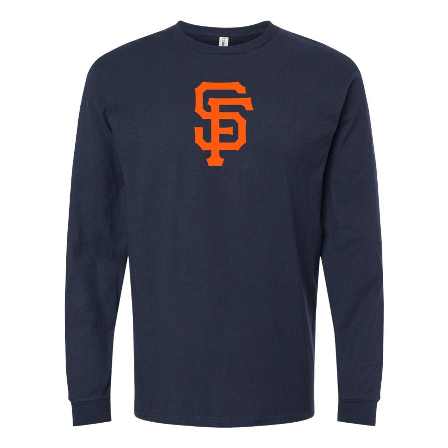 Men's San Francisco Giants Long sleeves Cotton Blend T-Shirt - Navy