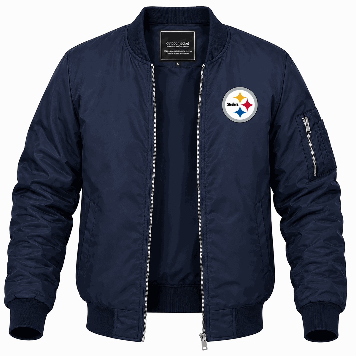 Men's Pittsburgh Steelers Lightweight Bomber Jacket - Navy