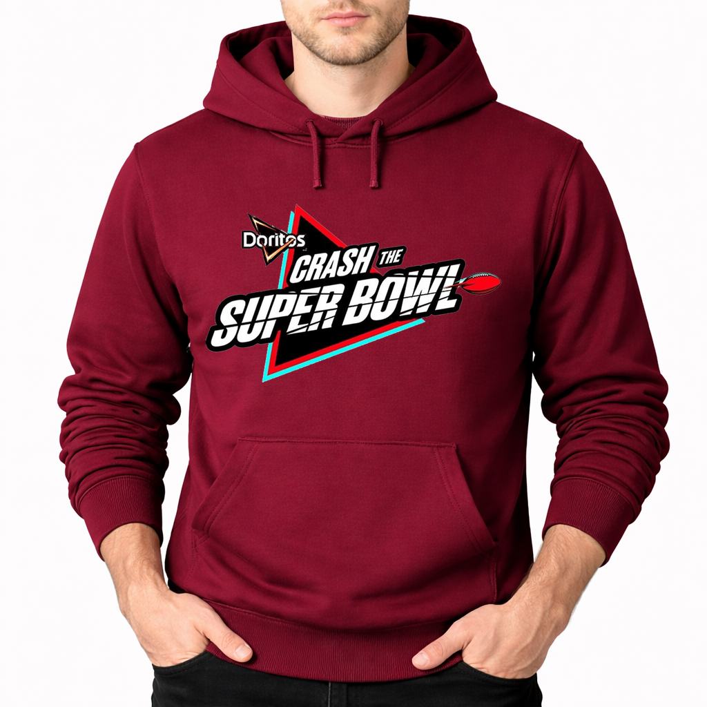 Men's Crash The Super Bowl Pullover Hoodie - Burgundy