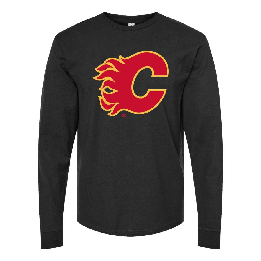 Men's Calgary Flames Long sleeves Cotton Blend T-Shirt - Black