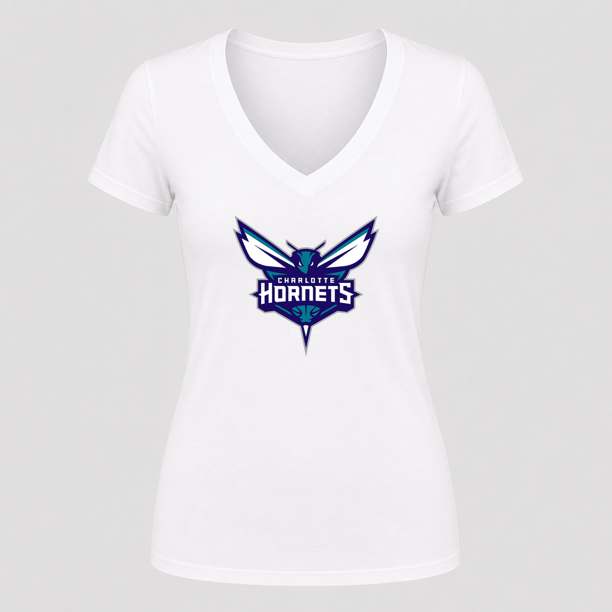 Women's Charlotte Hornets V Neck T-Shirt in white