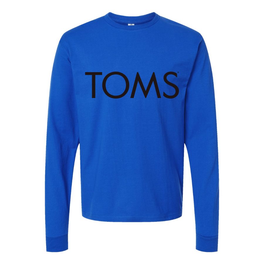 Men's Toms-Logo-1536x864 Long sleeves Cotton Blend T-Shirt - Blue