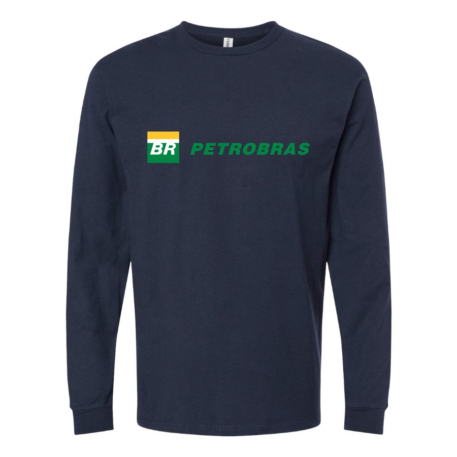 Men's Petrobras-Logo-1536x864 Long sleeves Cotton Blend T-Shirt - Navy