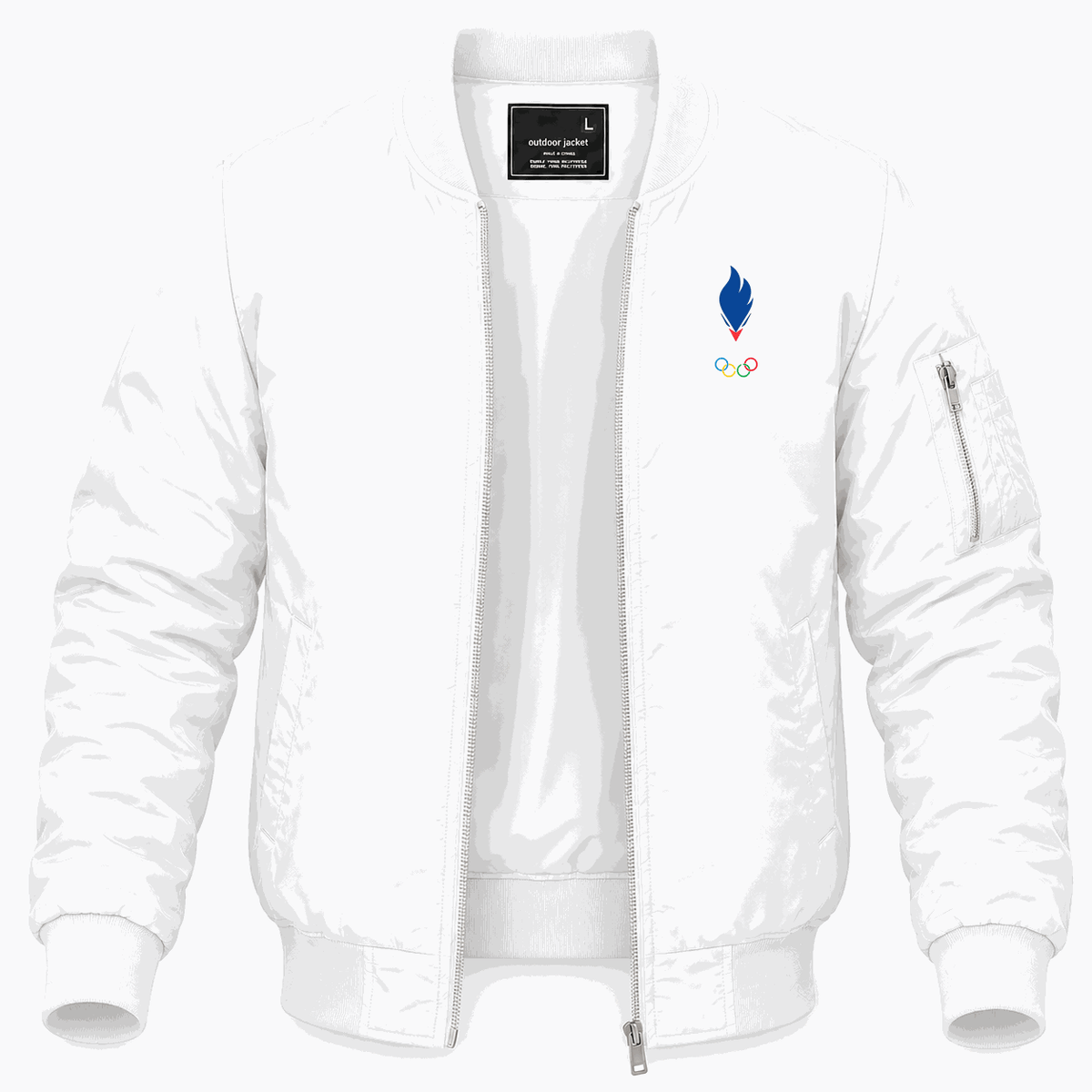 Men's France 2024 white logo Lightweight Bomber Jacket - White