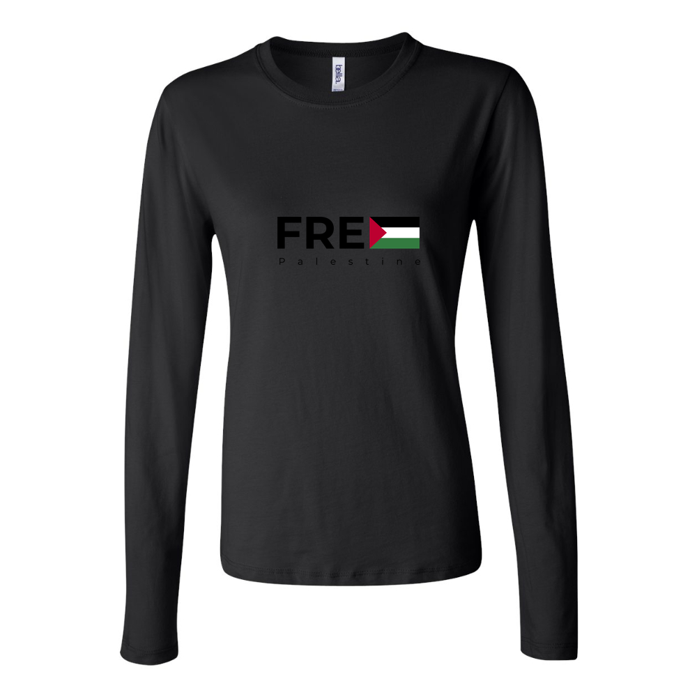 Women's Free Palestine Black Long Sleeve T-Shirt - Black