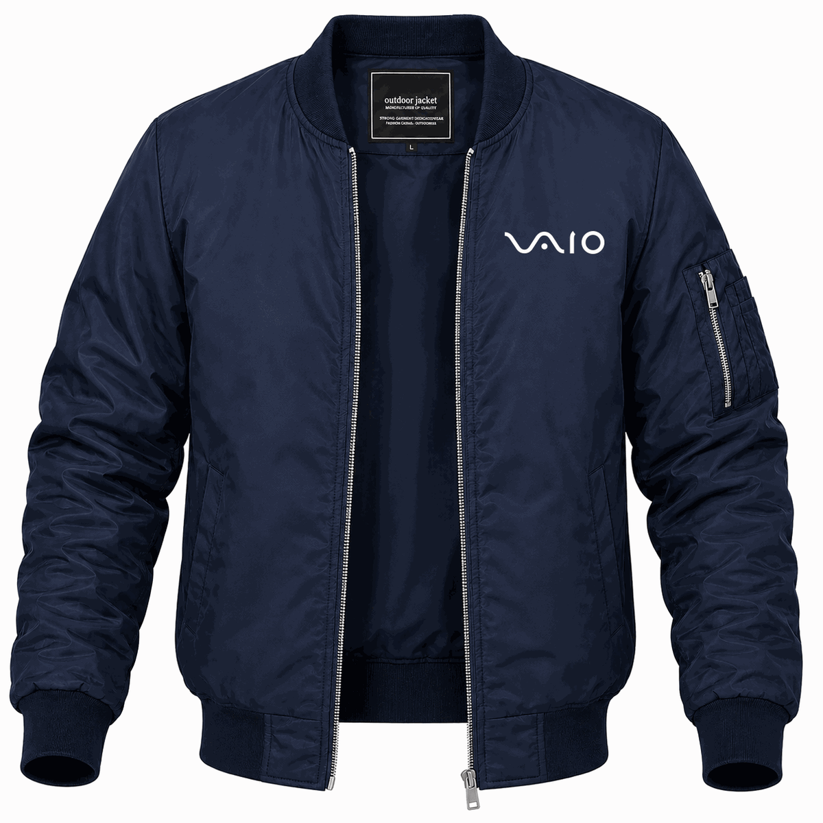 Men's Sony VAIO Curvy White Lightweight Bomber Jacket - Navy