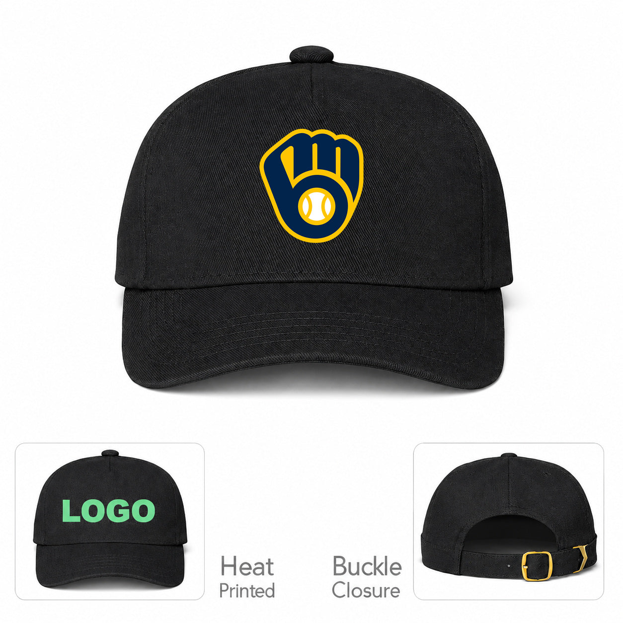 MLB Milwaukee Brewers Baseball Cap Hat - Black
