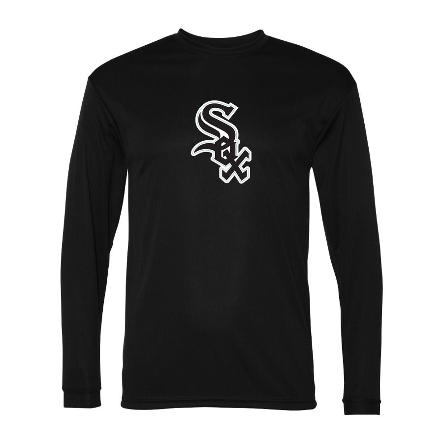Men's Chicago White Sox Polyester Long Sleeve T-Shirt - Black