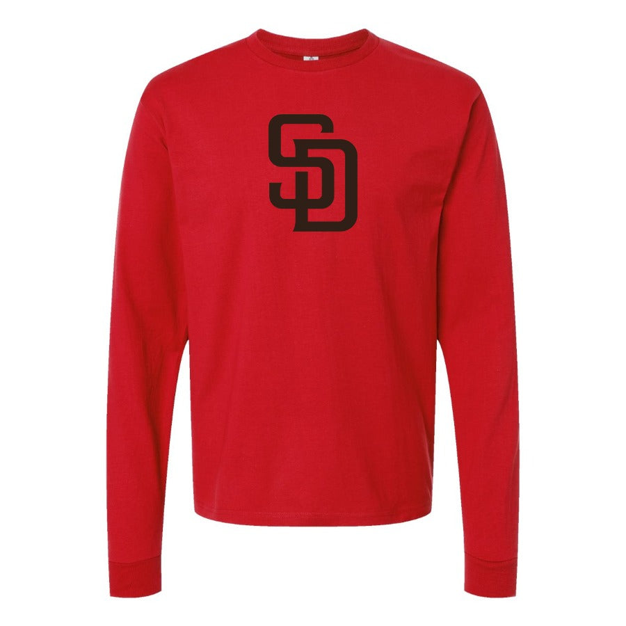 Men's San Diego Padres Long sleeves Cotton Blend T-Shirt - Red