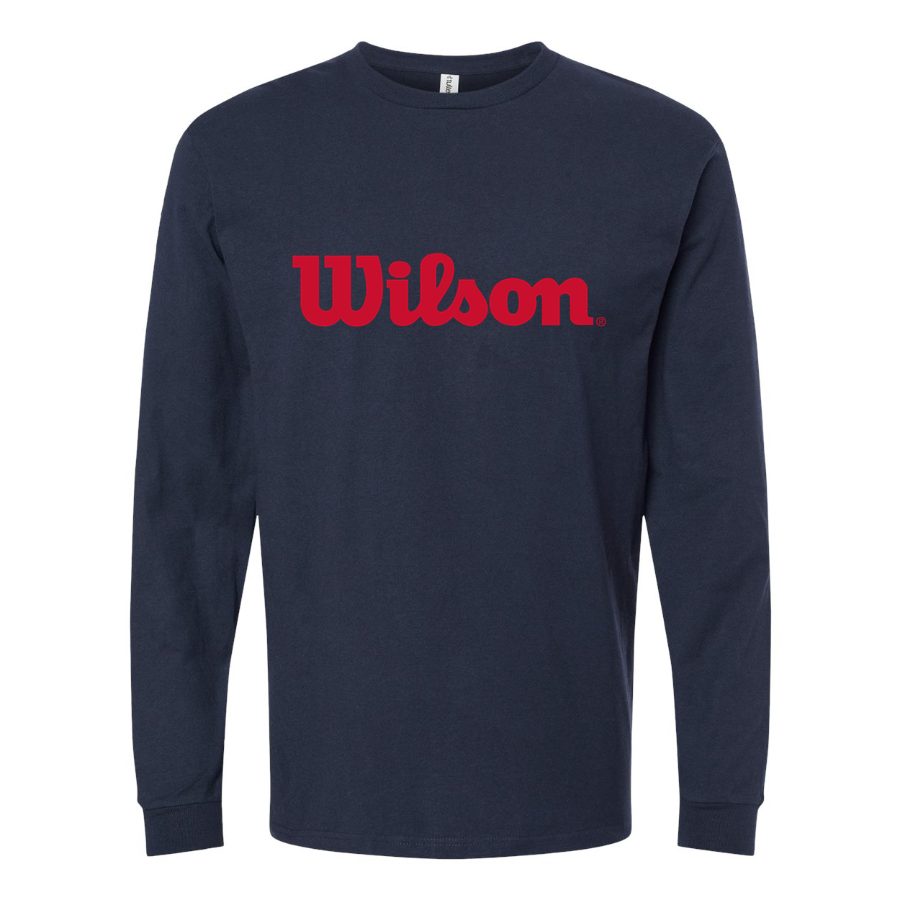 Men's Wilson-Logo-1024x640 Long sleeves Cotton Blend T-Shirt - Navy