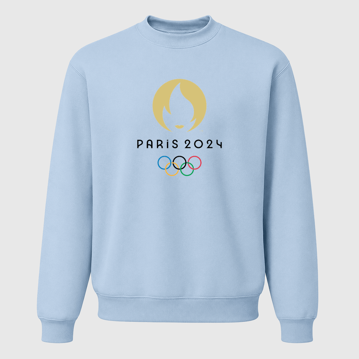Men's Olympics 2024 Paris Black Logo Crewneck Sweatshirt - Sky Blue