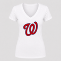 Women's Washington Nationals V Neck T-Shirt in white