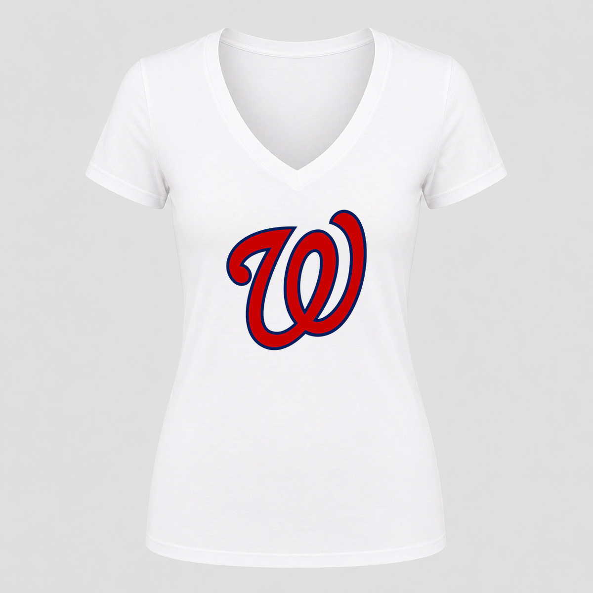 Women's Washington Nationals V Neck T-Shirt in white