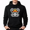 Men's Straw Hat Luffy Pullover Hoodie - Black