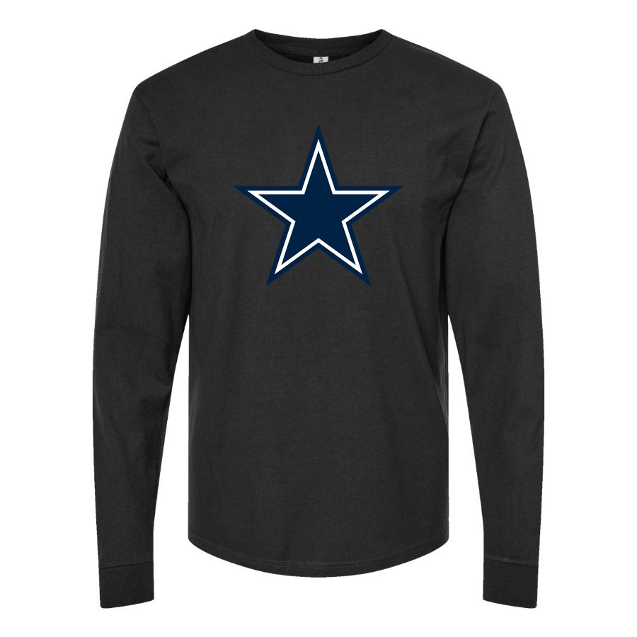 Men's Dallas Cowboys Long sleeves Cotton Blend T-Shirt - Black