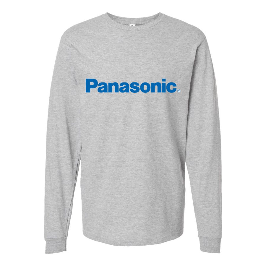 Men's Panasonic-logo-1536x864 Long sleeves Cotton Blend T-Shirt - Gray