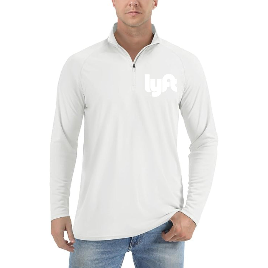 Lyft logo white quarter-zip athletic shirt in White