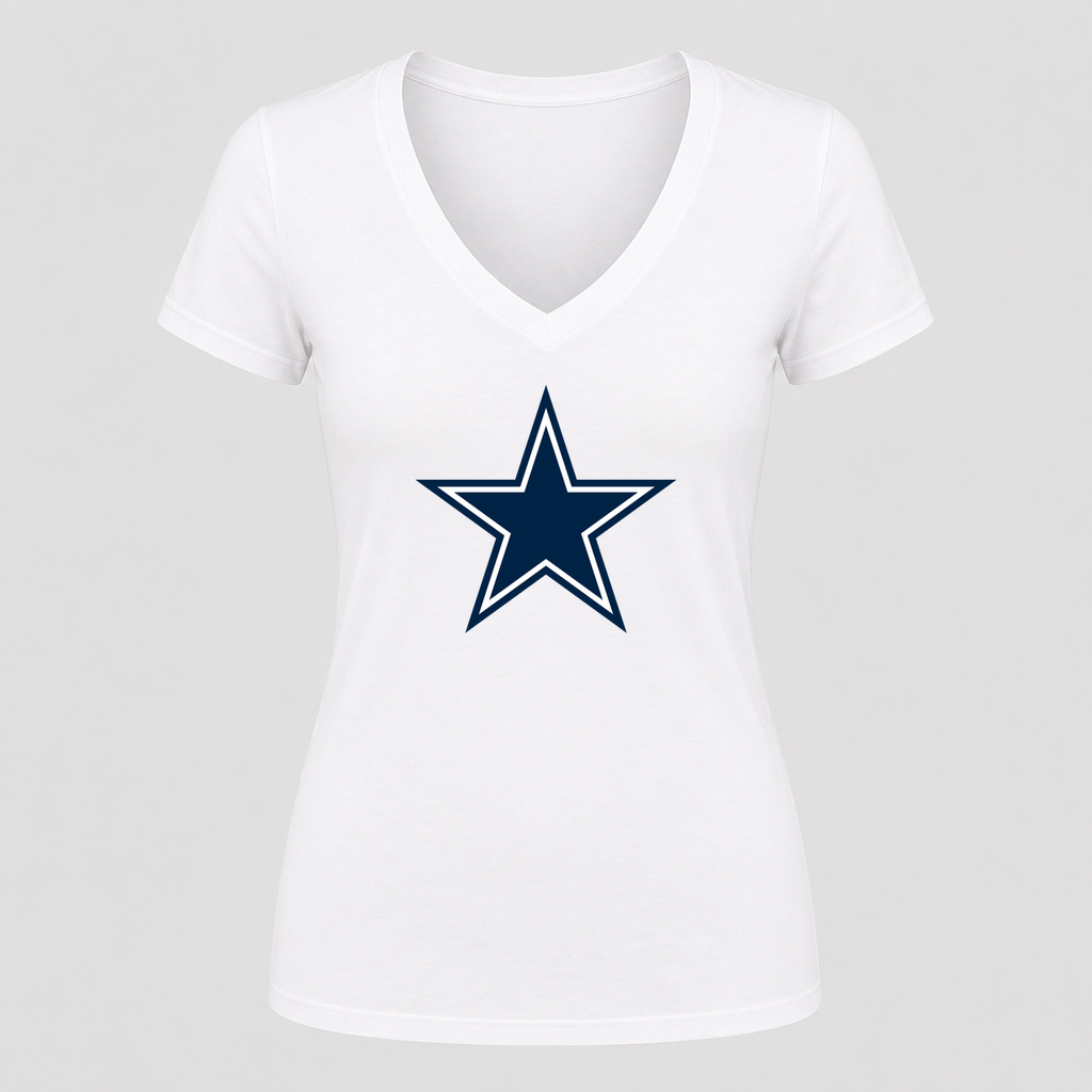 Women's Dallas Cowboys V Neck T-Shirt in white