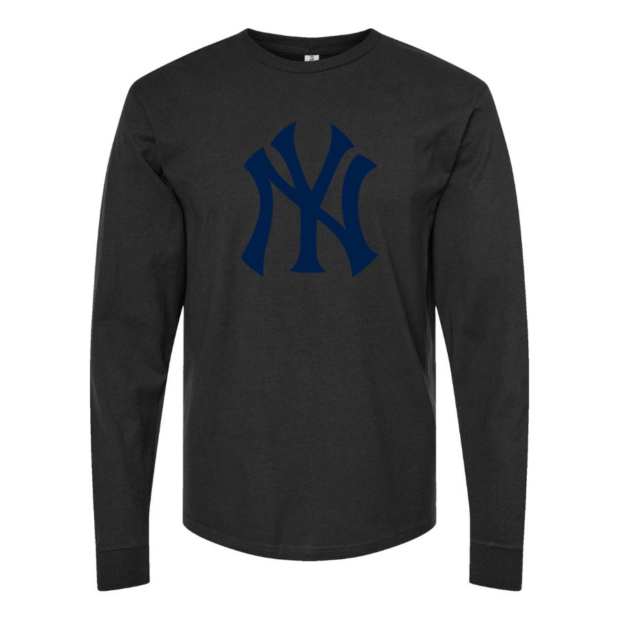 Men's New York Yankees Long sleeves Cotton Blend T-Shirt - Black