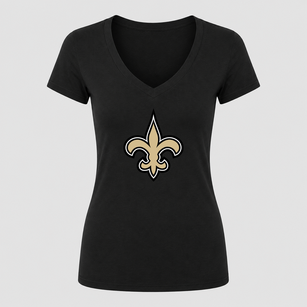 Women's New Orleans Saints V Neck T-Shirt in black