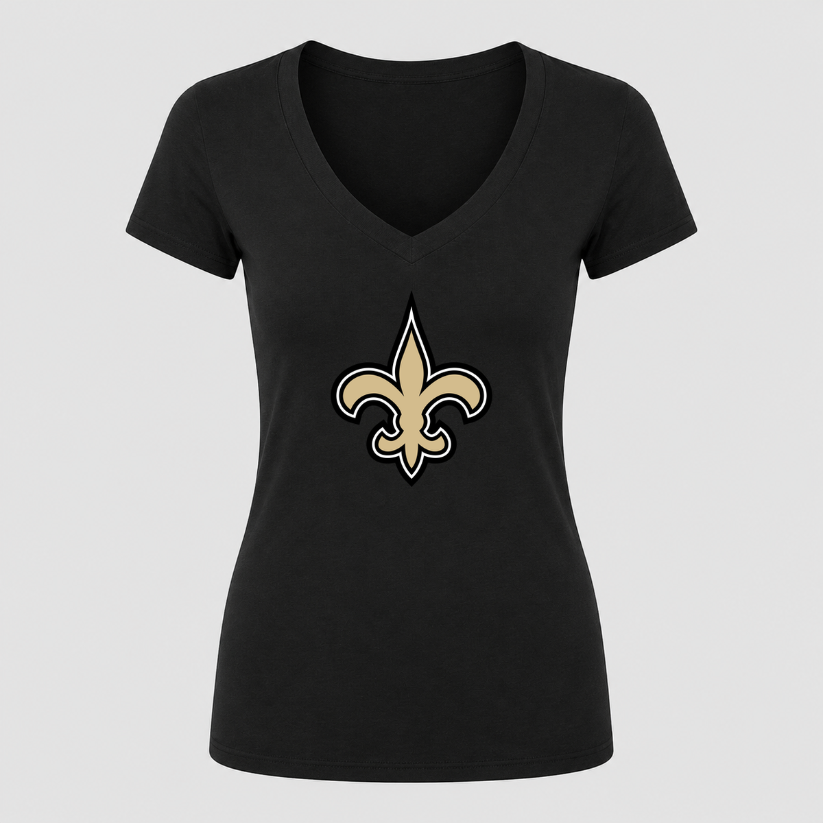 Women's New Orleans Saints V Neck T-Shirt in black