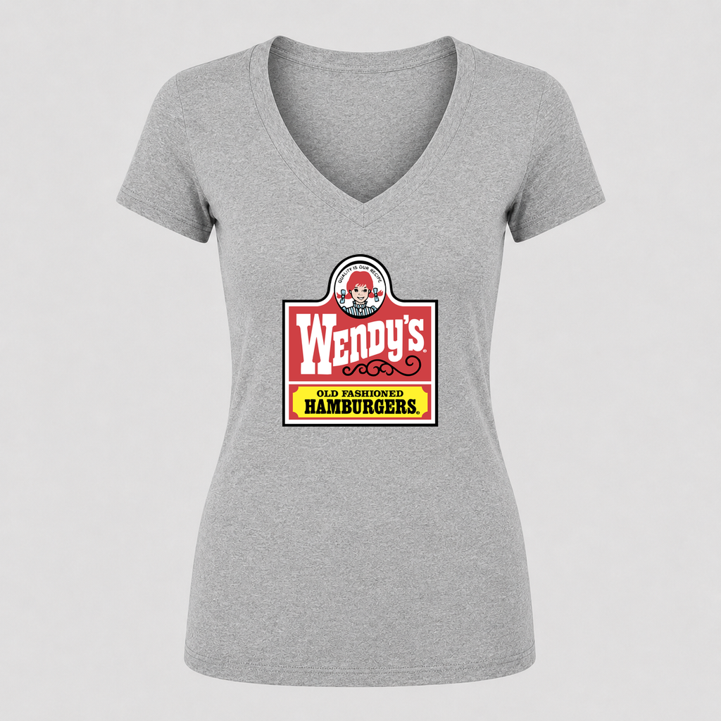Women's Wendy's V Neck T-Shirt in gray