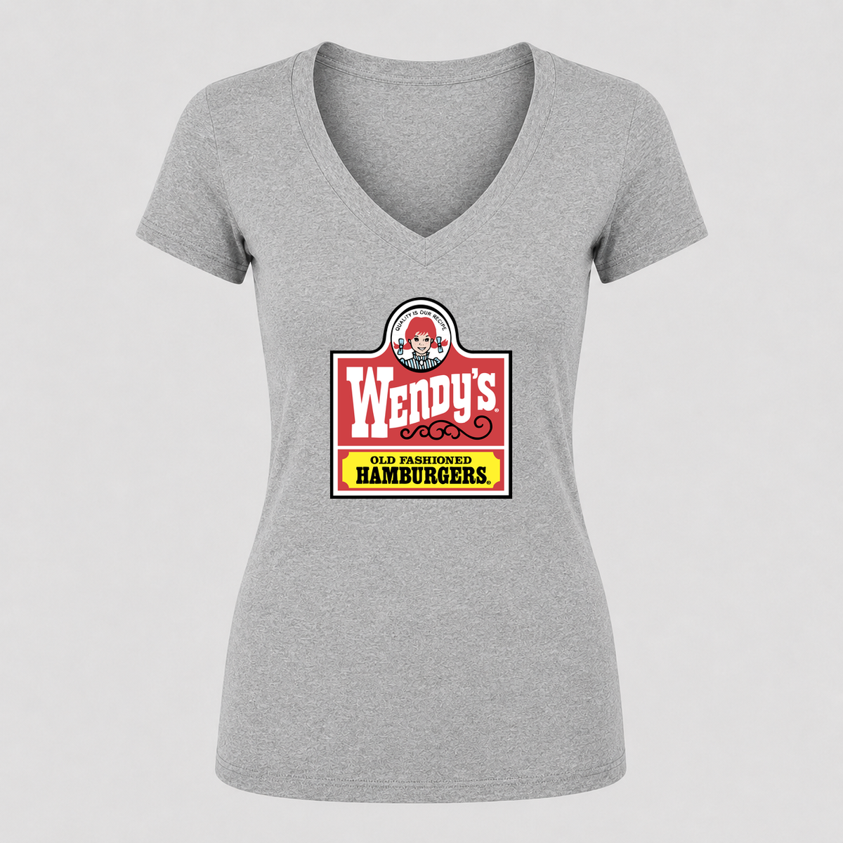 Women's Wendy's V Neck T-Shirt in gray