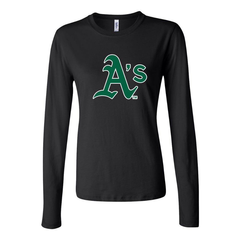 Women's Oakland Athletics Long Sleeve T-Shirt - Black
