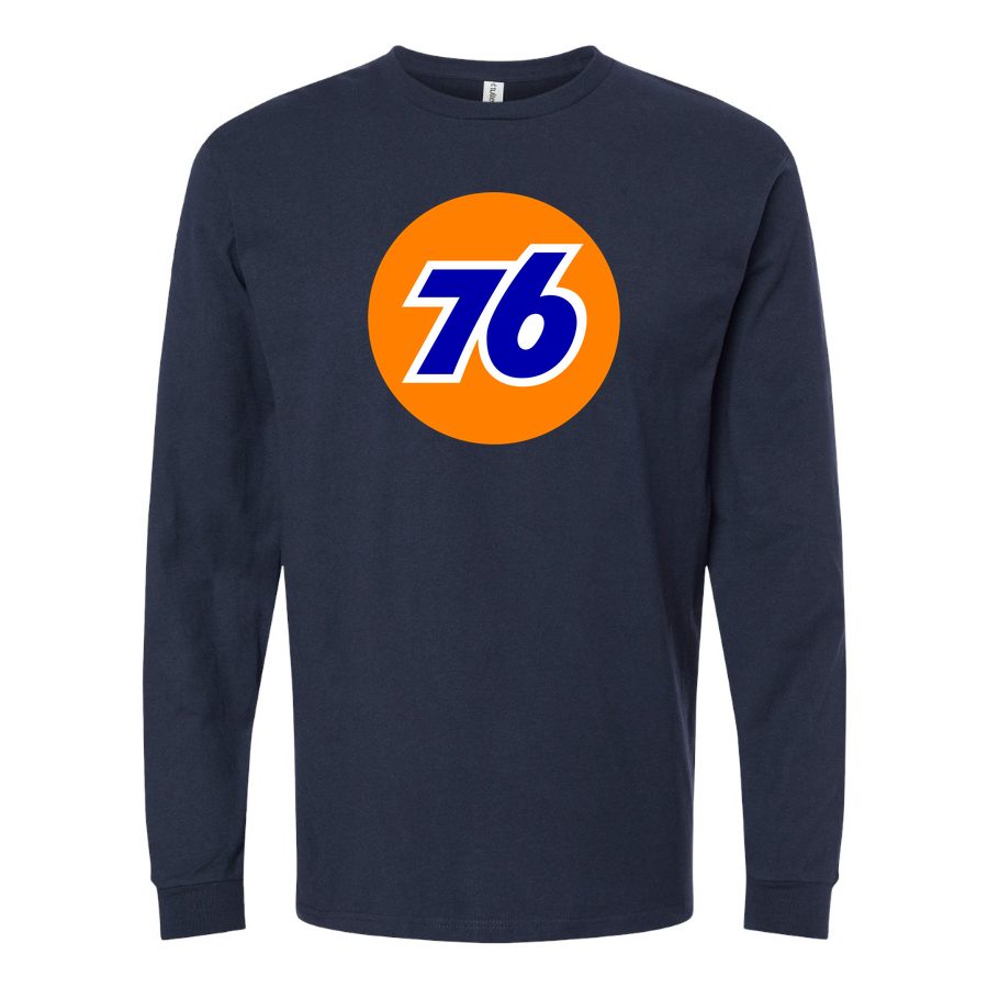 Men's 76-Logo-1536x864 Long sleeves Cotton Blend T-Shirt - Navy