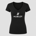 Women's Hublot White Design V Neck T-Shirt in black