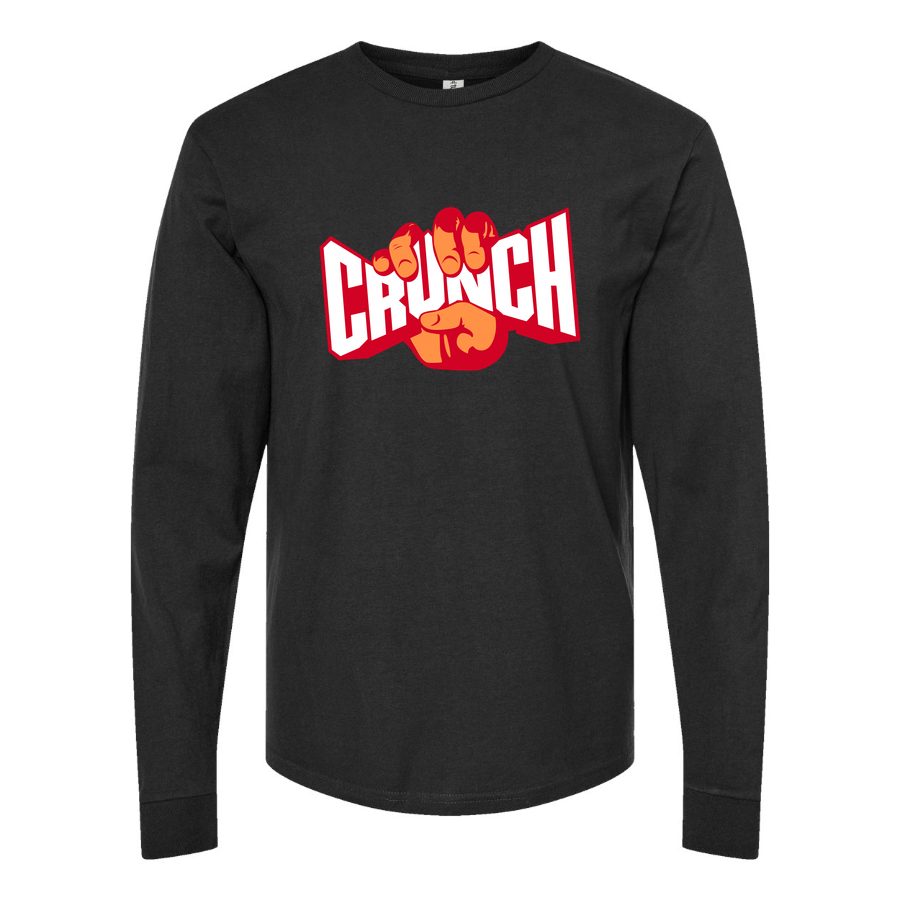 Men's Crunch-Fitness-Logo-1024x576 Long sleeves Cotton Blend T-Shirt - Black
