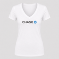 Women's Chase Black Design V Neck T-Shirt in white