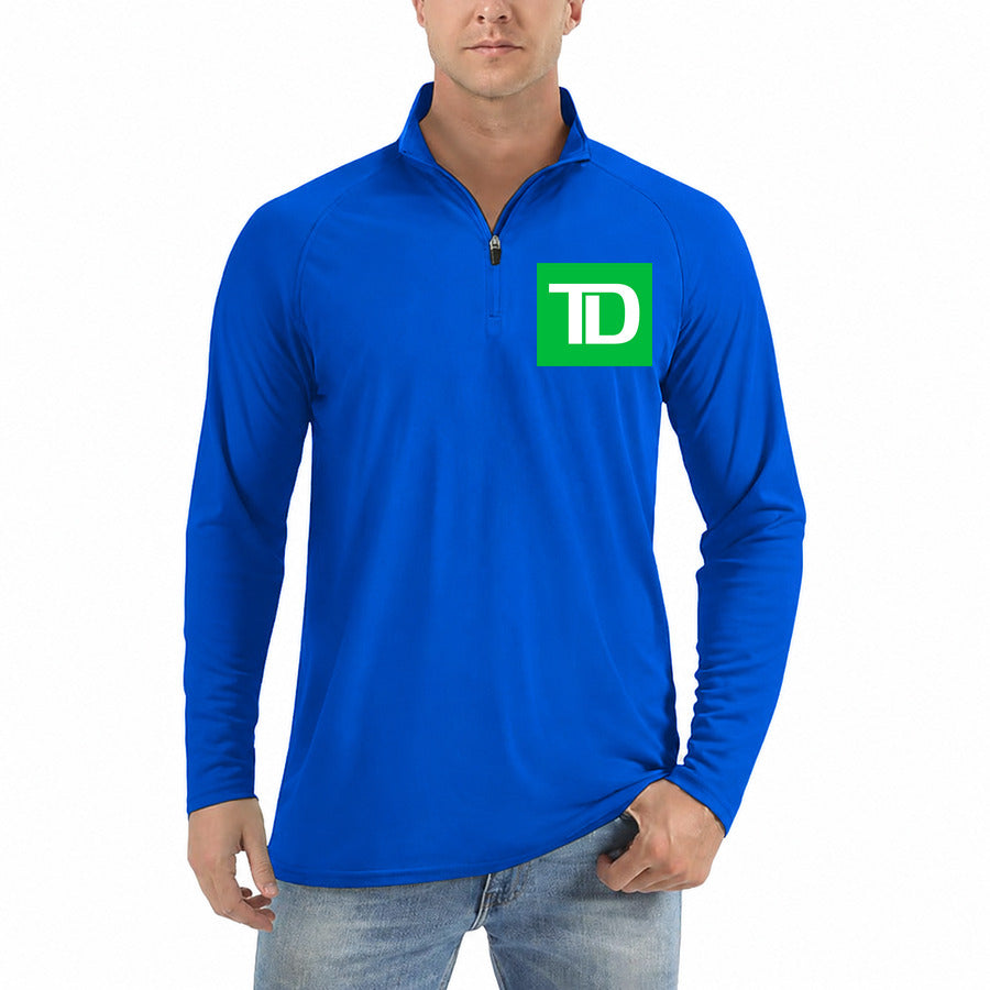 TD Bank logo quarter-zip athletic shirt in Royal Blue