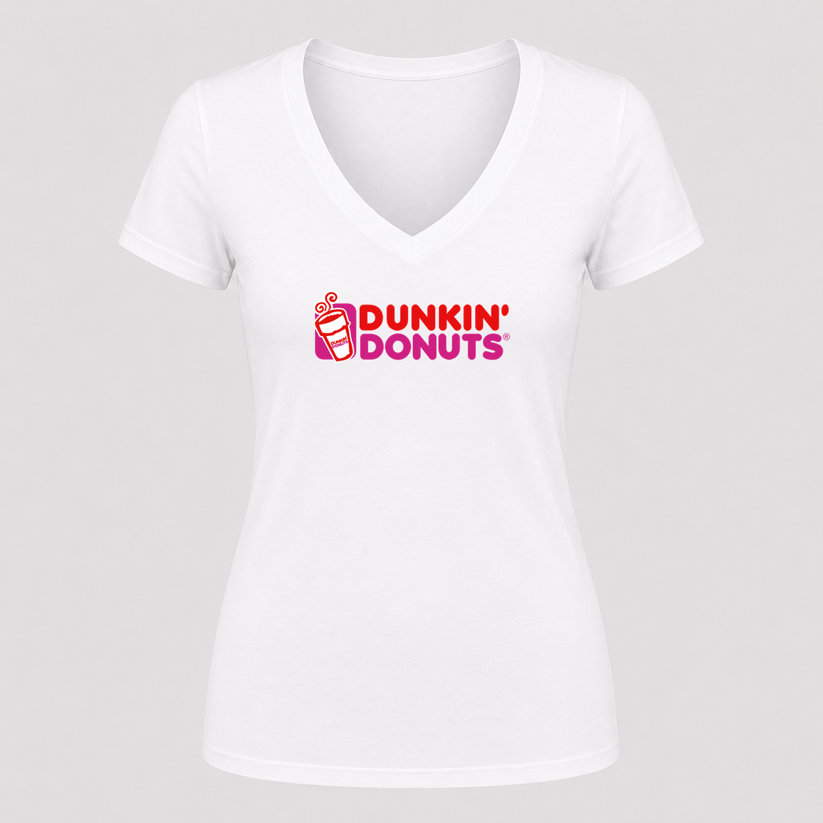 Women's Dunkin’ Donuts V Neck T-Shirt in white