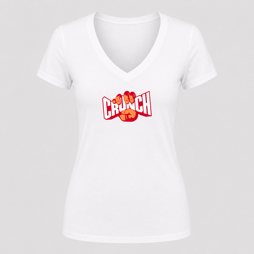 Women's Crunch Fitness V Neck T-Shirt in white