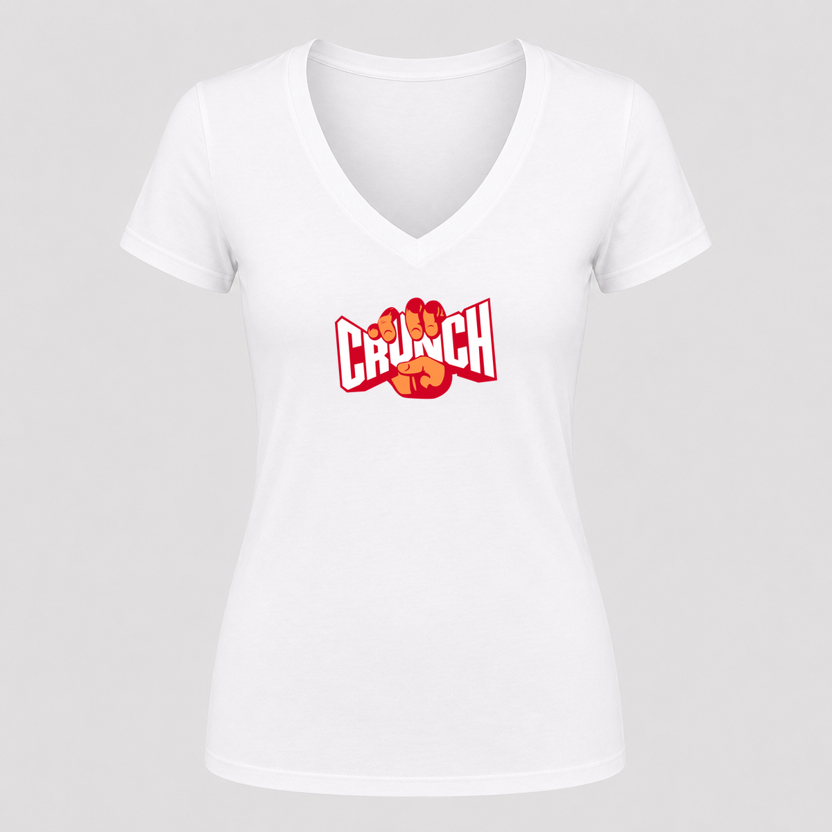 Women's Crunch Fitness V Neck T-Shirt in white