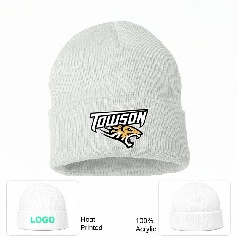 Towson Tigers White Beanie Hat