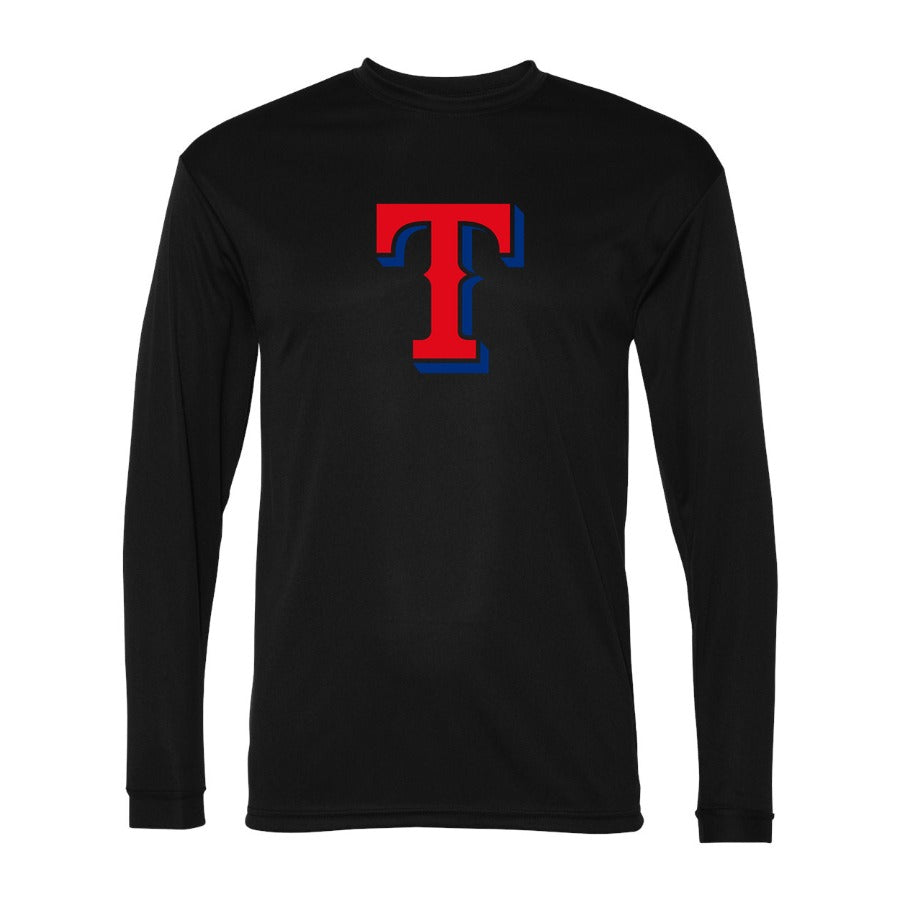 Men's Texas Rangers Polyester Long Sleeve T-Shirt - Black