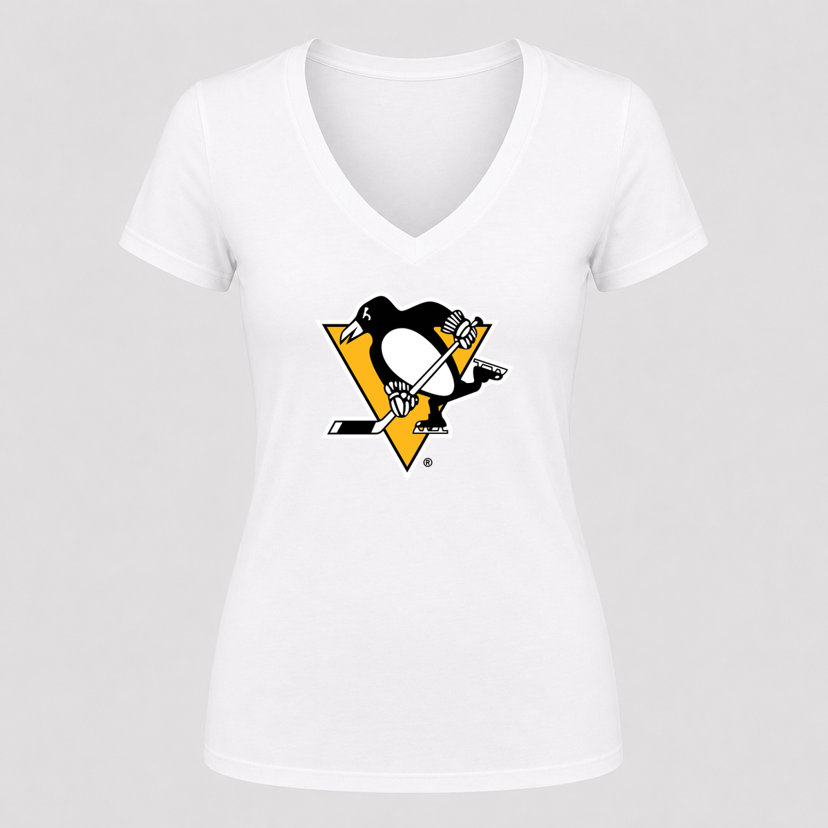 Women's Pittsburgh Penguins V Neck T-Shirt in white