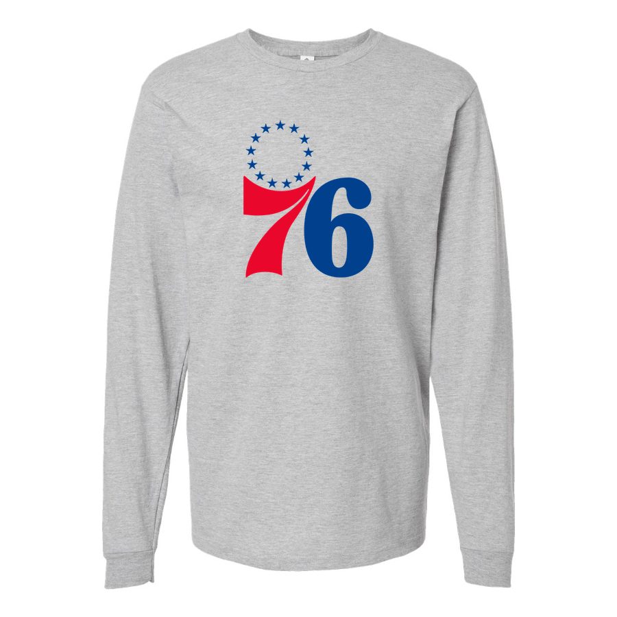 Men's Philadelphia 76ers Long sleeves Cotton Blend T-Shirt - Gray