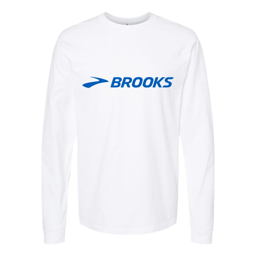 Men's Brooks-Logo-1536x864 Long sleeves Cotton Blend T-Shirt - White