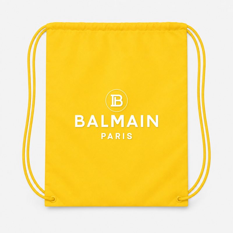 Balmain Paris White Drawstring Bag - Yellow