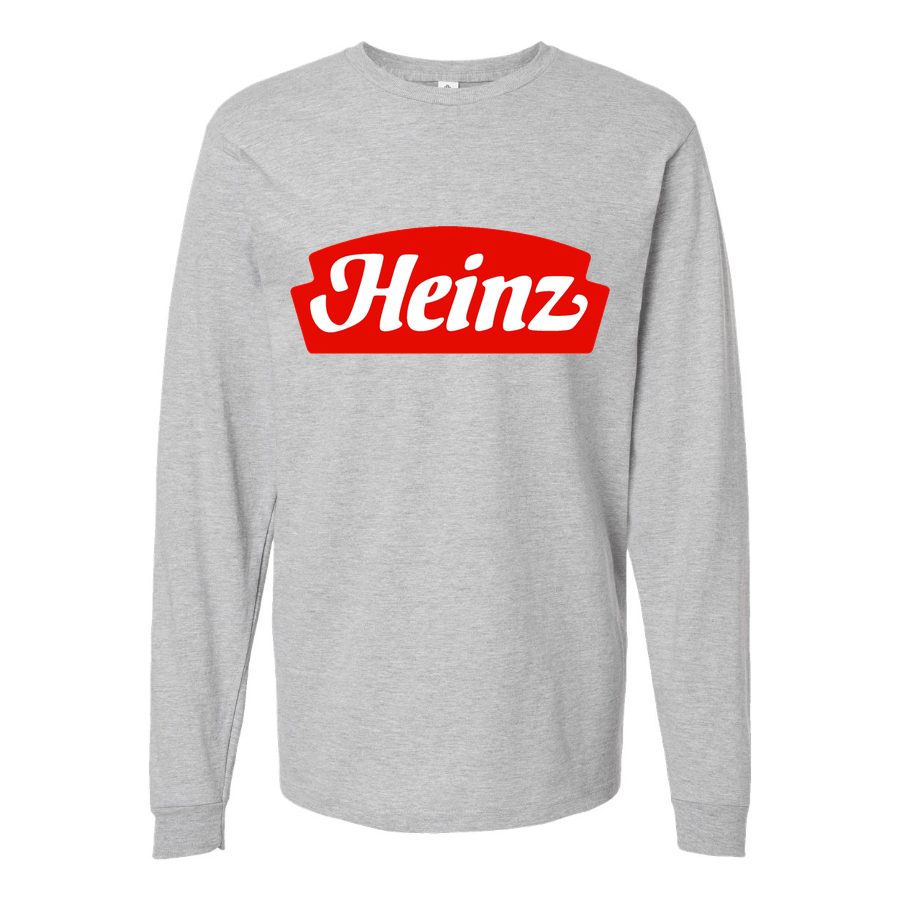 Men's Heinz-Logo-food-1536x864 Long sleeves Cotton Blend T-Shirt - Gray