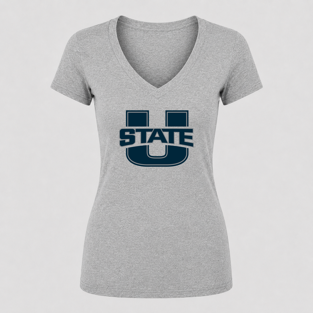 Women's Utah State Aggies V Neck T-Shirt in gray