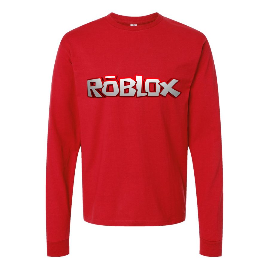 Men's Roblox-Logo Long sleeves Cotton Blend T-Shirt - Red